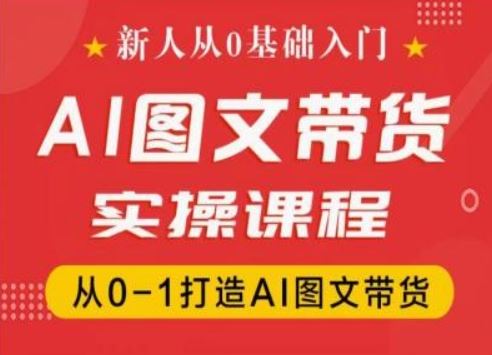 新人从0基础入门，抖音AI图文带货实操课程，从0-1打造AI图文带货-网创项目总站