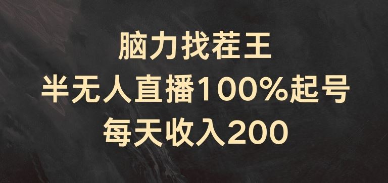 脑力找茬王，半无人直播100%起号，每天收入200+【揭秘】-网创项目总站