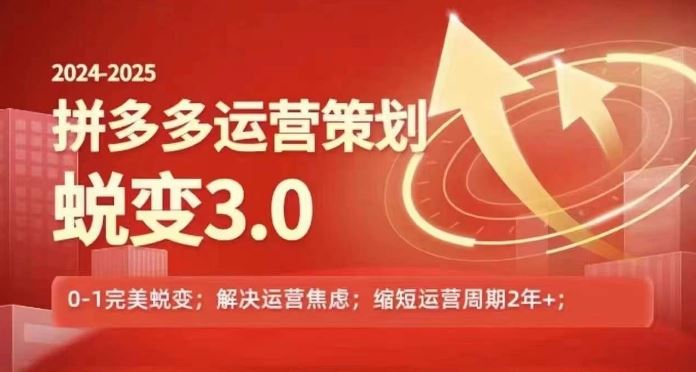 2024-2025拼多多运营策略蜕变3.0，0~1完美蜕变，解决信息焦虑-网创项目总站