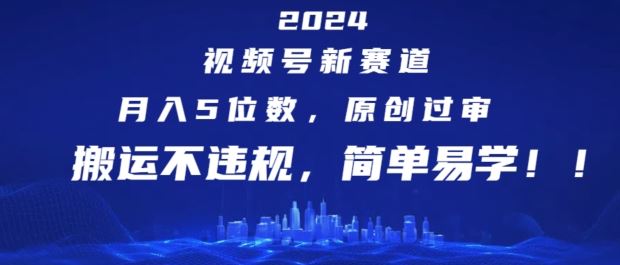 2024视频号新赛道，月入5位数+，原创过审，搬运不违规，简单易学【揭秘】-网创项目总站