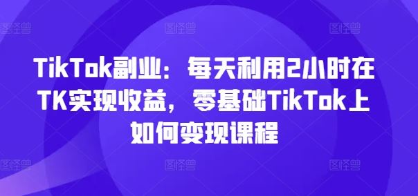 TikTok副业：每天利用2小时在TK实现收益，零基础TikTok上如何变现课程-网创项目总站