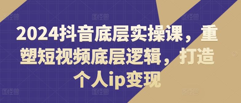 2024抖音底层实操课,重塑短视频底层逻辑,打造个人ip变现-网创项目总站