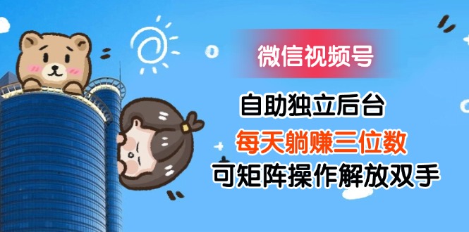 （11910期）微信视频号自助独立后台每天躺赚三位数可矩阵操作解放双手-网创项目总站