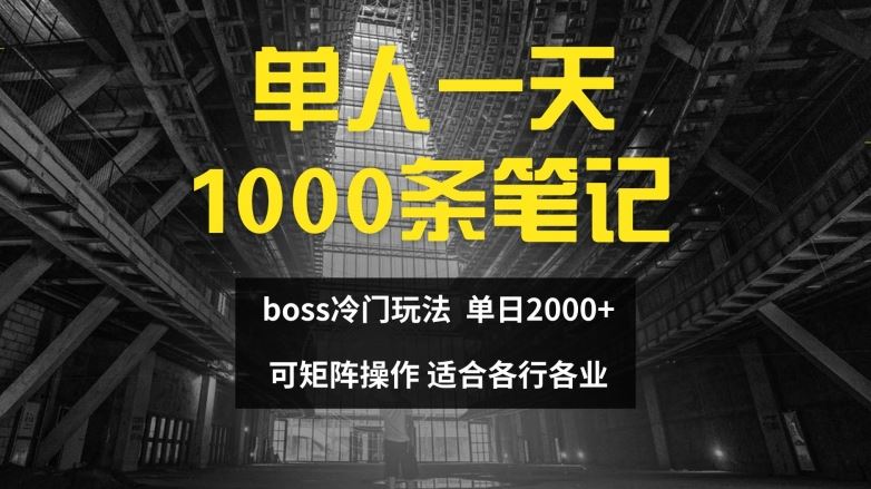 单人一天1000条笔记，日入2000+，BOSS直聘的正确玩法【揭秘】-网创项目总站