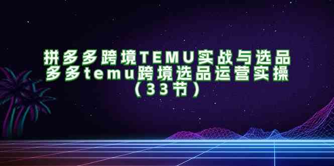 拼多多跨境TEMU实战与选品,多多temu跨境选品运营实操(33节)-网创项目总站
