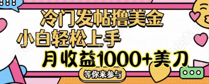 冷门发帖撸美金项目，月收益1000+美金，简单无脑，干就完了【揭秘】-网创项目总站