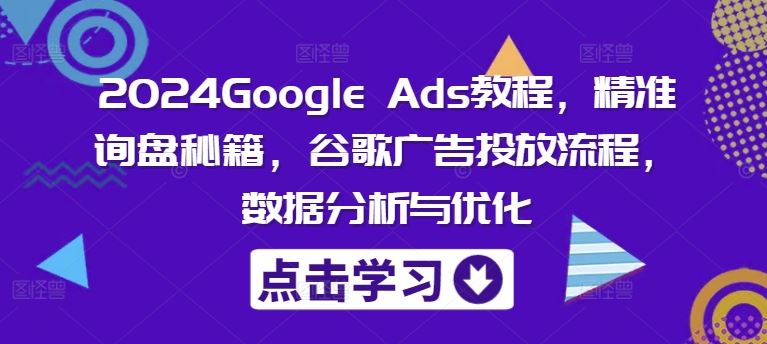 2024Google Ads教程，精准询盘秘籍，谷歌广告投放流程，数据分析与优化-网创项目总站