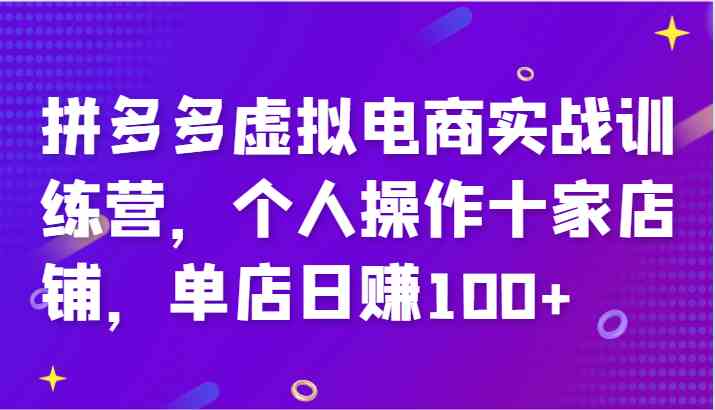 拼多多虚拟电商实战训练营，个人操作十家店铺，单店日赚100+-网创项目总站