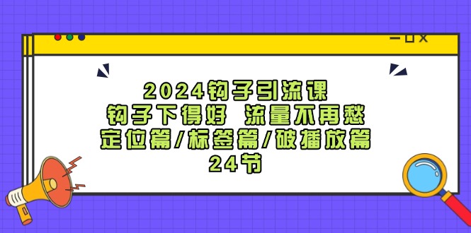 2024钩子引流课：钩子下得好流量不再愁，定位篇/标签篇/破播放篇/24节-网创项目总站