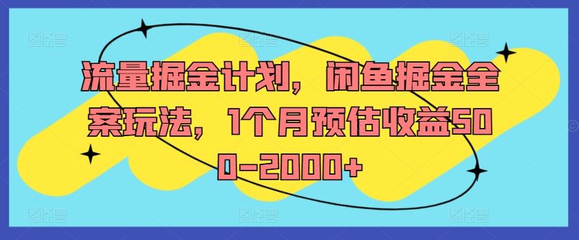 流量掘金计划，闲鱼掘金全案玩法，1个月预估收益500-2000+-网创项目总站