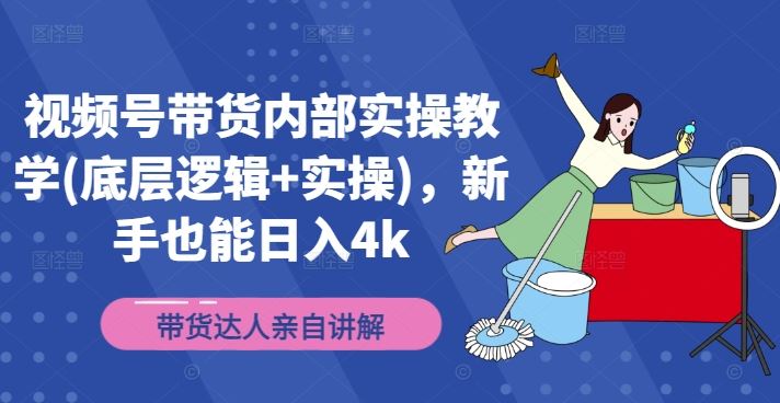 视频号带货内部实操教学(底层逻辑+实操)，新手也能日入4k-网创项目总站