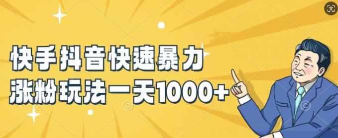 快手抖音快速暴力涨粉玩法，新手小白也能学会，一天1k+【揭秘】-网创项目总站