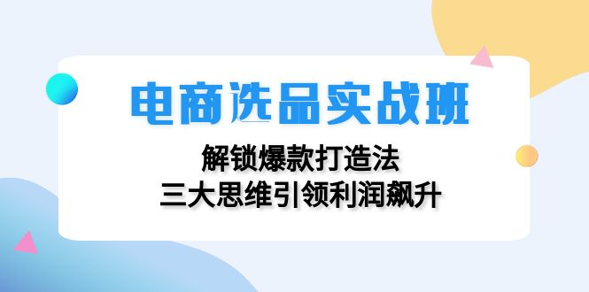 （12398期）电商选品实战班：解锁爆款打造法，三大思维引领利润飙升-网创项目总站