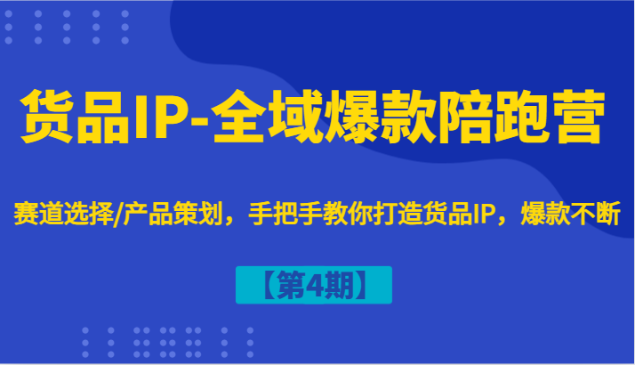 货品IP-全域爆款陪跑营【第4期】赛道选择/产品策划，手把手教你打造货品IP，爆款不断-网创项目总站