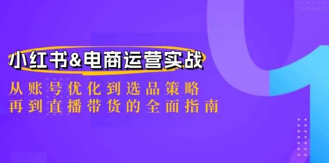 小红书&电商运营实战：从账号优化到选品策略，再到直播带货的全面指南-网创项目总站