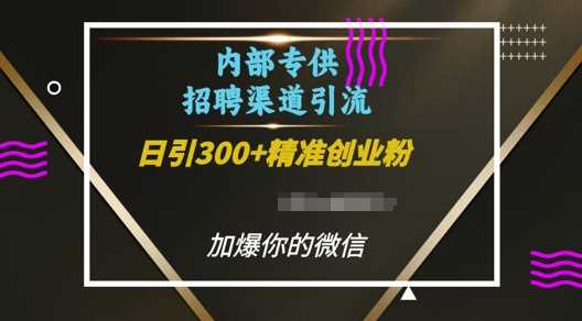 内部招聘渠道日引流300+创业粉,加爆你的微信【揭秘】-网创项目总站