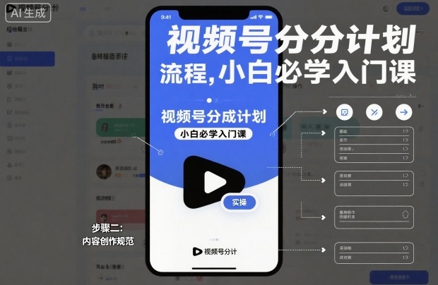 视频号分成计划实操流程，小白必学入门课-网创项目总站