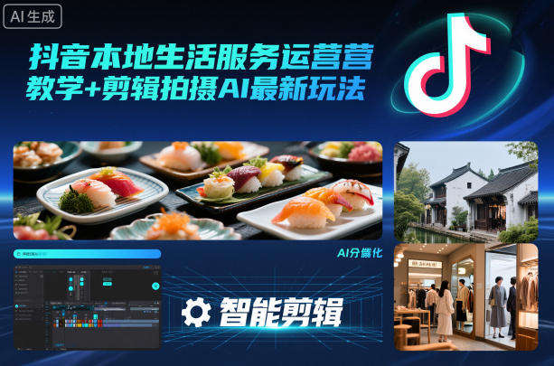 抖音本地生活服务运营教学+剪辑拍摄AI最新玩法-网创项目总站