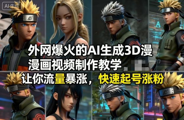 外网爆火的AI生成3D漫画视频制作教学,让你流量暴涨,快速起号涨粉!-网创项目总站