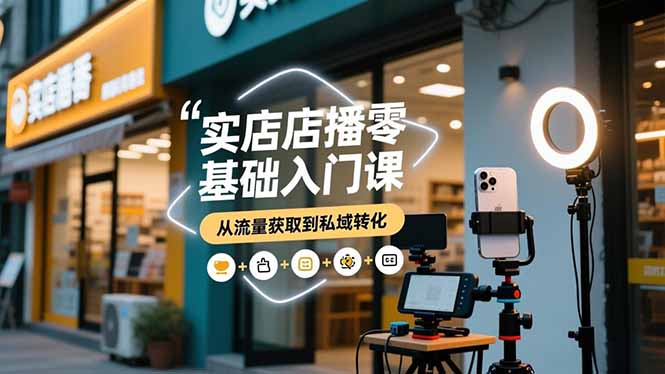 实体店播零基础入门课，实体店+短视频+直播+微信生态+私域社群，从流量获取到私域转化-网创项目总站