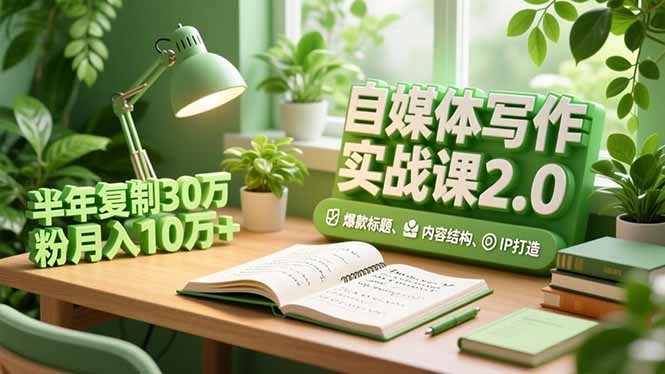 自媒体写作实战课2.0，爆款标题、内容结构、IP打造，半年复制30万粉月入10万+-网创项目总站