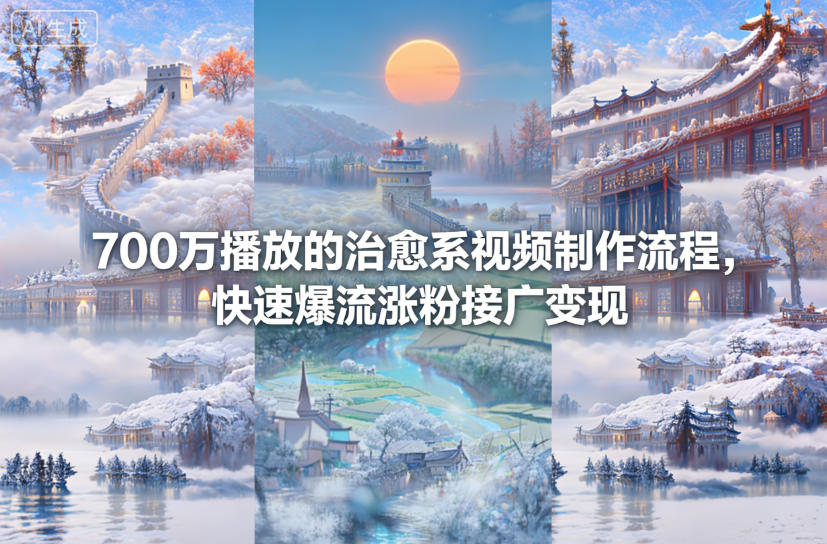 700万播放的治愈系视频制作流程，快速爆流涨粉接广变现-网创项目总站