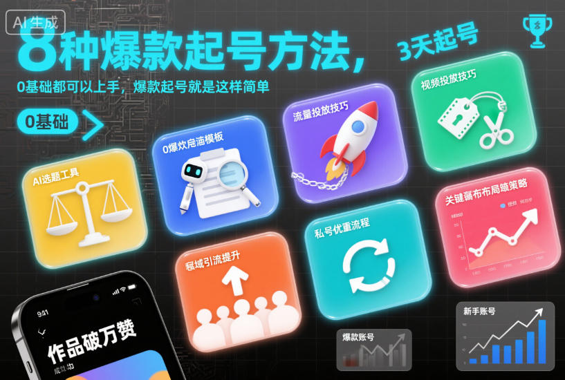8种爆款起号方法，0基础都可以上手，爆款起号就是这样简单-网创项目总站