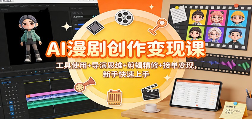 AI漫剧创作变现课：工具使用+导演思维+剪辑精修+接单变现，新手快速上手-网创项目总站
