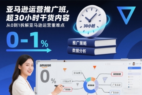 亚马逊运营推广班，超30小时干货内容，从0到1拆解亚马逊运营重难点-网创项目总站