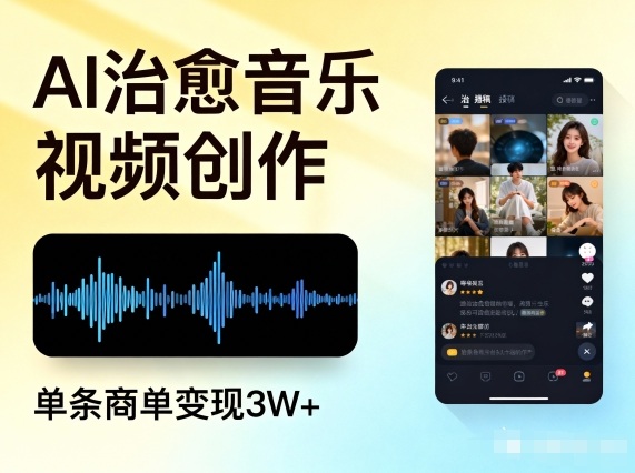 AI做治愈音乐视频，多平台投稿，单条商单变现3W+-网创项目总站