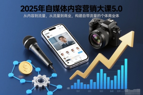 2025年自媒体内容营销大课5.0,从内容到流量,从流量到商业,构建自带流量的个体商业体-网创项目总站
