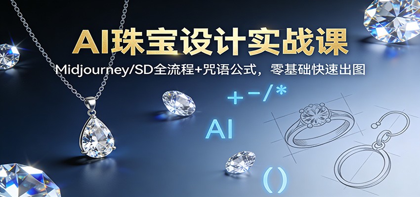 AI珠宝设计实战课：Midjourney/SD全流程+咒语公式，零基础快速出图-网创项目总站