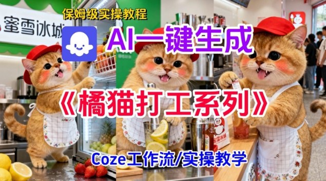 Coze扣子工作流一键生成胖橘猫打工短视频，保姆级实操搭建教学-网创项目总站