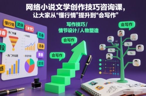 网络小说文学创作技巧咨询课，让大家从“懂行情”提升到”会写作”的高度-网创项目总站