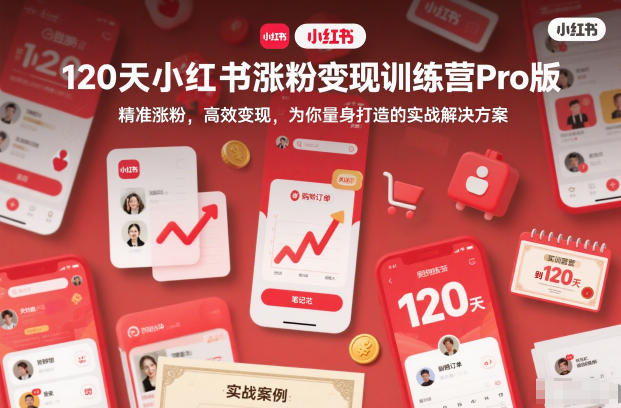120天小红书涨粉变现训练营Pro版，精准涨粉，高效变现，为你量身打造的实战解决方案-网创项目总站