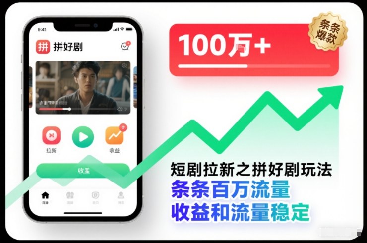 短剧拉新之拼好剧玩法，条条百万流量，收益和流量稳定-网创项目总站