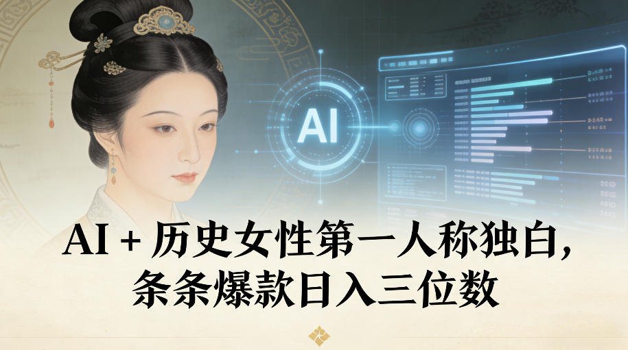AI+历史女性第一人称独白，条条爆款日入三位数-网创项目总站