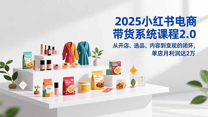 2025小红书电商带货系统课程2.0，从开店、选品、内容到变现的闭环，单店月利润达2万-网创项目总站