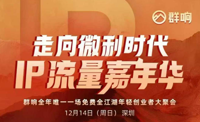 2025ip嘉年华万人12月14深圳线下课，走向微利时代，IP流量嘉年华，实操性极强的商业干货课-网创项目总站