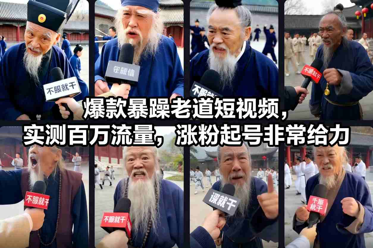 爆款暴躁老道短视频，实测百万流量，涨粉起号非常给力-网创项目总站
