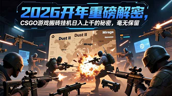 2026开年重磅解密，CSGO游戏搬砖挂机日入上千的秘密，毫无保留-网创项目总站