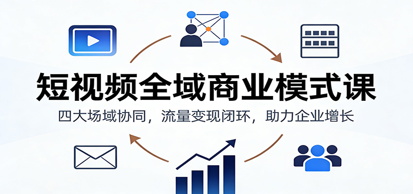 短视频全域商业模式课：四大场域协同，流量变现闭环，助力企业增长-网创项目总站