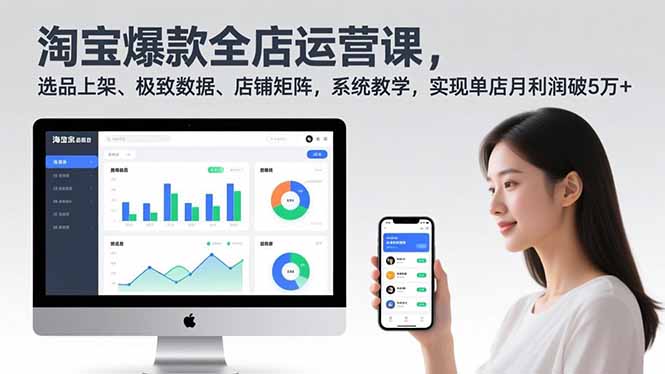 淘宝爆款全店运营课2.0，选品上架、极致数据、店铺矩阵，系统教学，实现单店月利润破5万+-网创项目总站