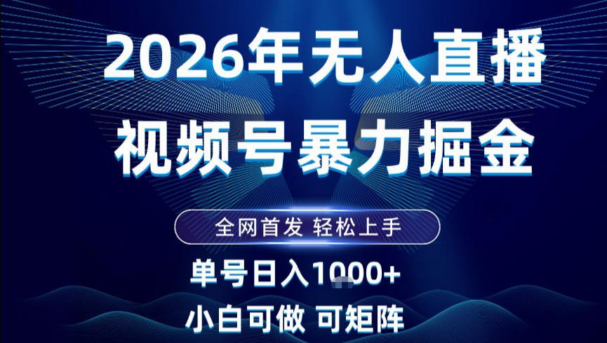 2026最新视频号无人直播掘金，全网首发，小白可以玩，长期稳定日入1k+【揭秘】-网创项目总站