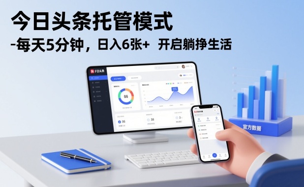 今日头条托管模式，每天5分钟，日入6张+，开启躺挣生活【揭秘】-网创项目总站