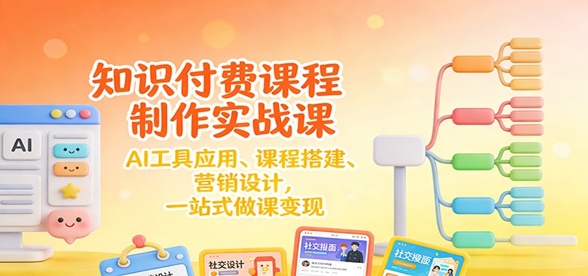 知识付费课程制作实战课:AI工具应用 、课程搭建、营销设计,一站式做课变现-网创项目总站