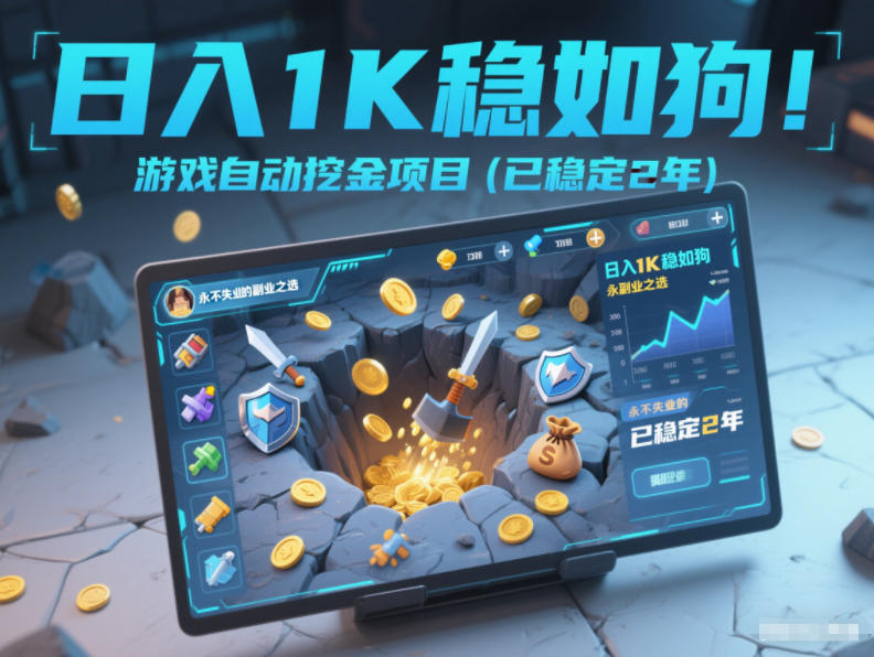 日入1K稳如狗！游戏自动挖金项目(已稳定2年)，永不失业的副业之选【揭秘】-网创项目总站