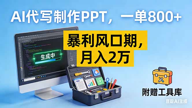 AI代写制作PPT，一单800+， 暴利风口期，月入2万【附工具】-网创项目总站