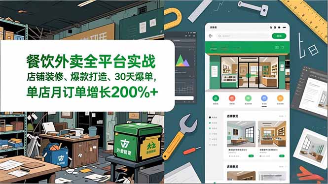 餐饮外卖全平台实战，店铺装修、爆款打造、30天爆单，手把手教学，单店月订单增长200%+-网创项目总站