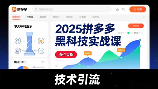 2025拼多多黑科技实战课，擎天柱玩法、爆流SKU、原价大促，技术引流，单店日销轻松破千单-网创项目总站